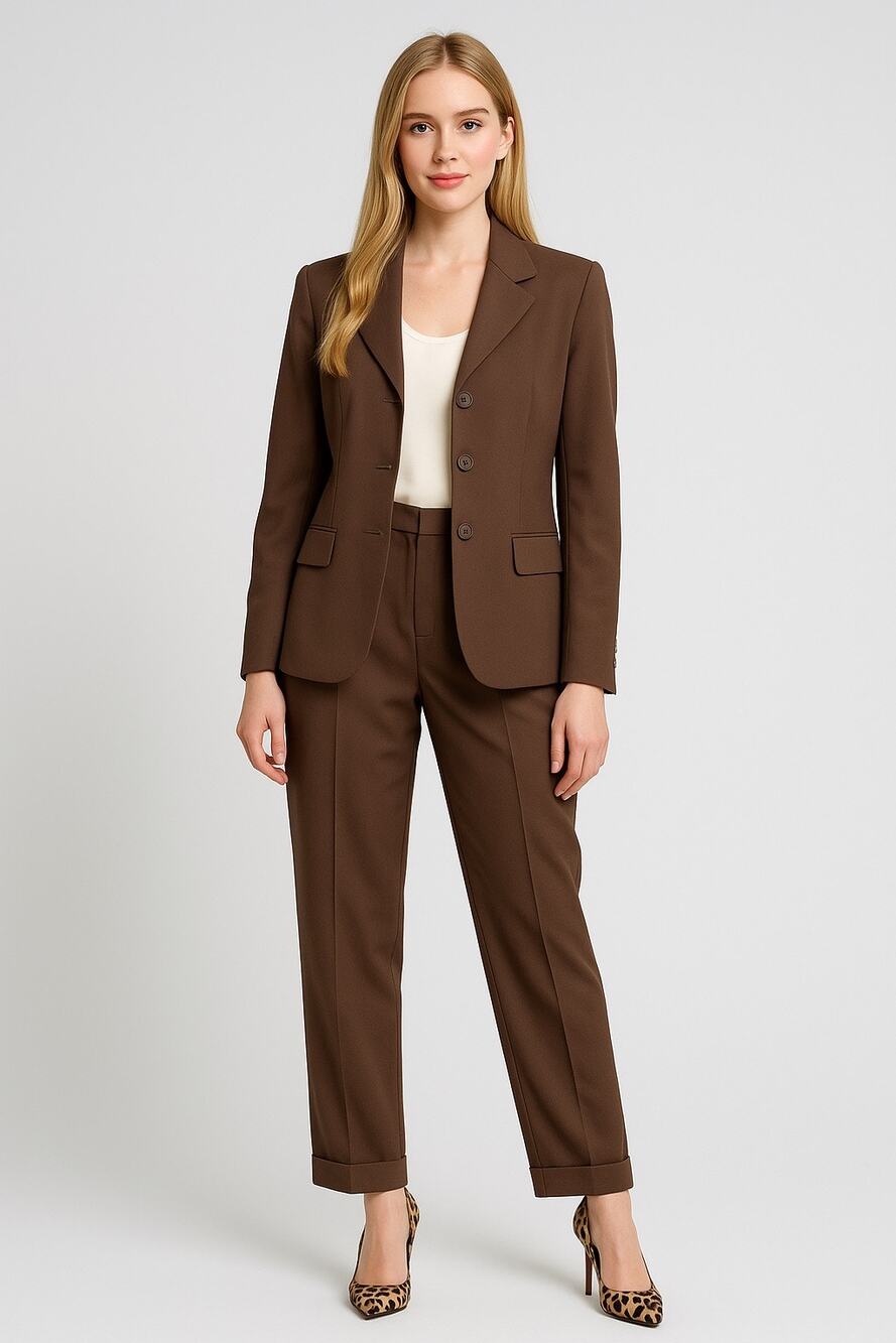 Talbots Brown Vintage Pantsuit Blazer 10 & Trousers 8 Made USA 100% worsted wool